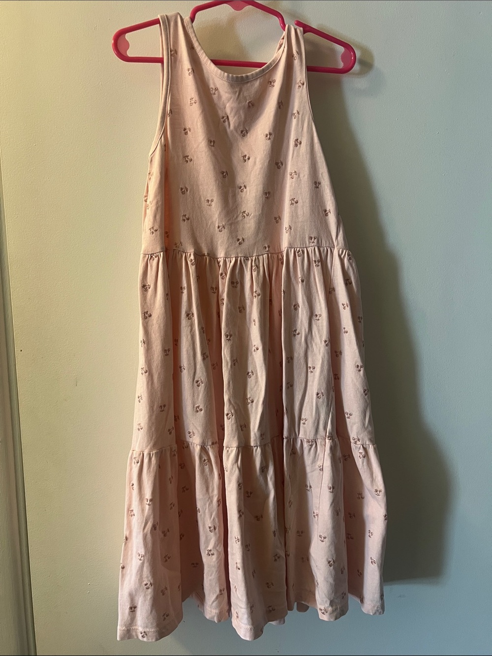 H&M Pale Pink with glittery cherries Tiered Sundress